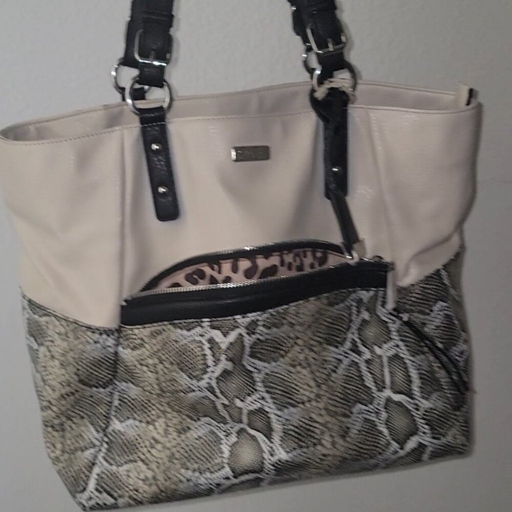 JESSICA SIMPSON VEGAN PYTHON SNAKESKIN SHOULDER BAG TOTE